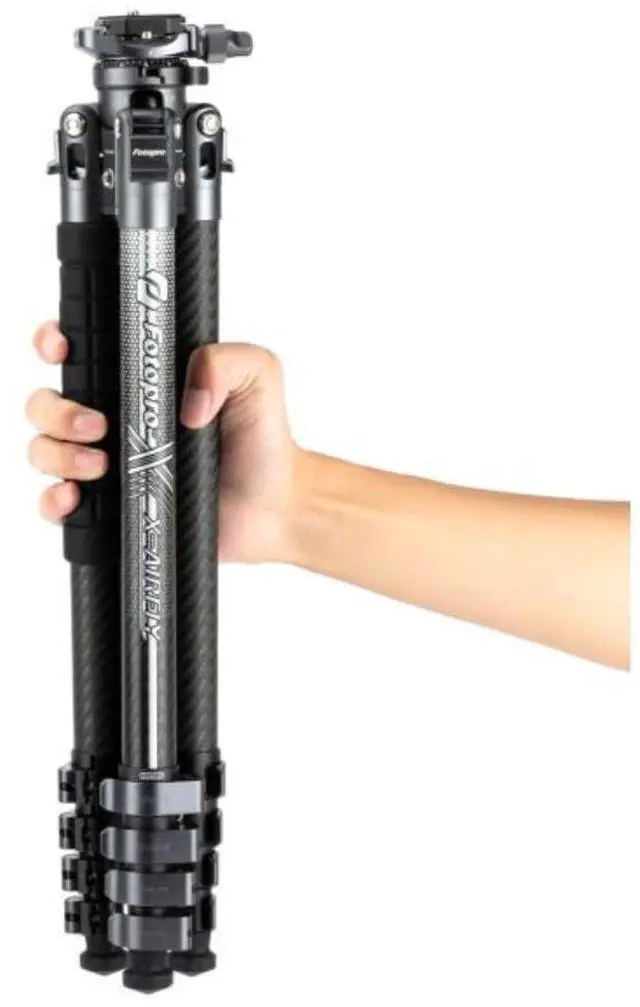 Alt view image 3 of 7 - Fotopro X-Airfly Tripod with Lightweight 3K Carbon Fiber Legs, Flip Lock System, and Two Section Center Column (Gray)