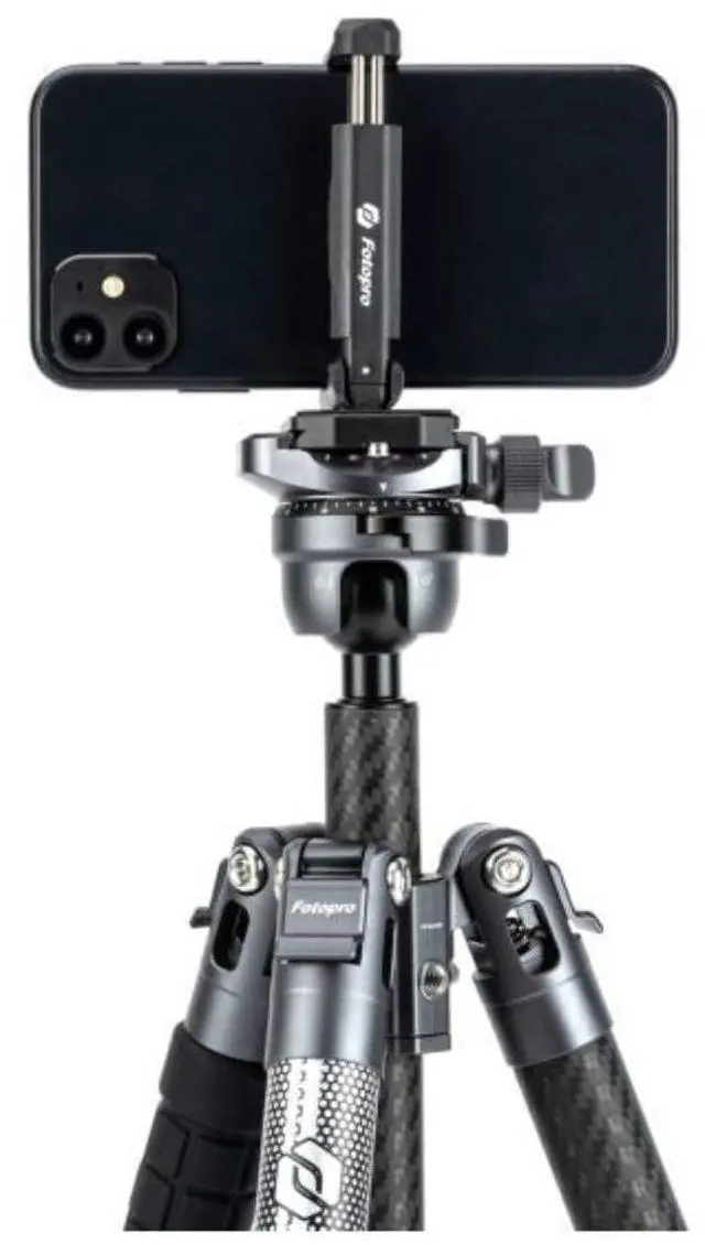Alt view image 4 of 7 - Fotopro X-Airfly Tripod with Lightweight 3K Carbon Fiber Legs, Flip Lock System, and Two Section Center Column (Gray)