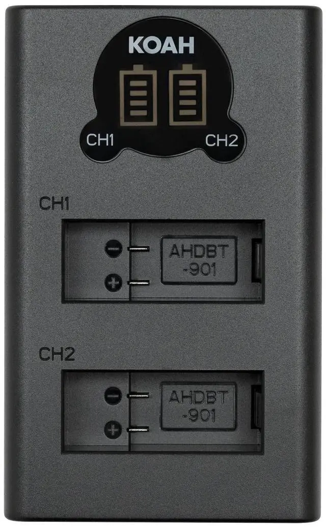 Alt view image 7 of 7 - Koah Pro 2-Pack Rechargeable Lithium-Ion Battery Kit for GoPro HERO10/9 Black with Koah Dual Battery LCD Charger, compatible but not official GoPro HERO action camera accessory, includes USB-C cable