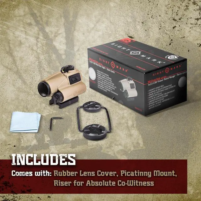 Alt view image 5 of 7 - Sightmark Wolverine CSR, Red Dot Sight, 4 MOA Reticle, 23mm Objective Lens, Night Vision Compatible (Flat Dark Earth)