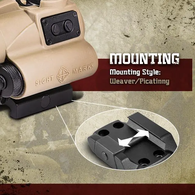 Alt view image 6 of 7 - Sightmark Wolverine CSR, Red Dot Sight, 4 MOA Reticle, 23mm Objective Lens, Night Vision Compatible (Flat Dark Earth)