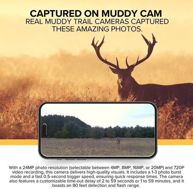 Alt view image 4 of 7 - Muddy Mitigator 2.0 Cellular Camera Combo with 24MP Photo, 720p Video, Customizable Time-Out Delay, and Versatile Mounting (Brown)