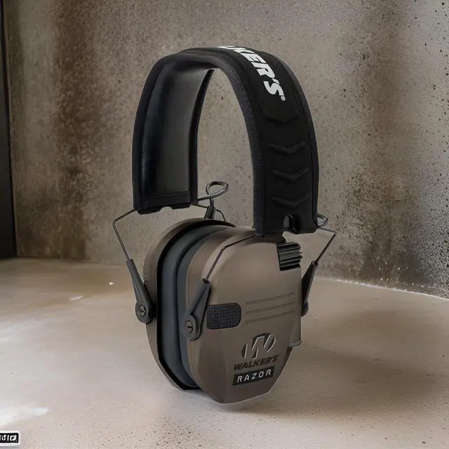 Alt view image 6 of 7 - Walker's Razor Slim Electronic Earmuffs (Flat Dark Earth, 2-Pack) Bundle with 2 x Walkie Talkie Attachment, 2 x Ear Pad (Black), 2 x Glasses (Clear), and 2 x Cleaning Cloth (10 Items)