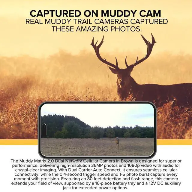 Alt view image 3 of 7 - Muddy Matrix 2.0 Dual Network Cellular Camera (Brown) Bundle with 32GB Ultra SDHC Memory Card and High-Speed Card Reader (3 Items)