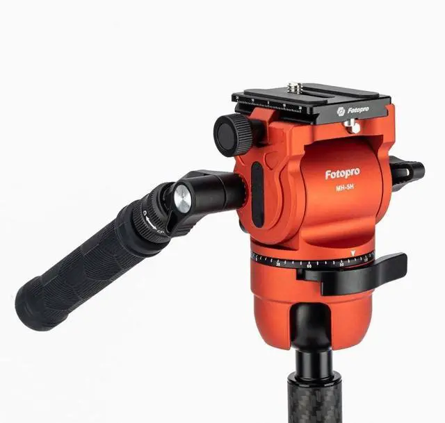 Alt view image 2 of 7 - Fotopro X-Airfly Max Video Lightweight Design 2-In-1 Tripod with Flip Lock System, Hidden Phone Holder, and Monopod Function (Orange)