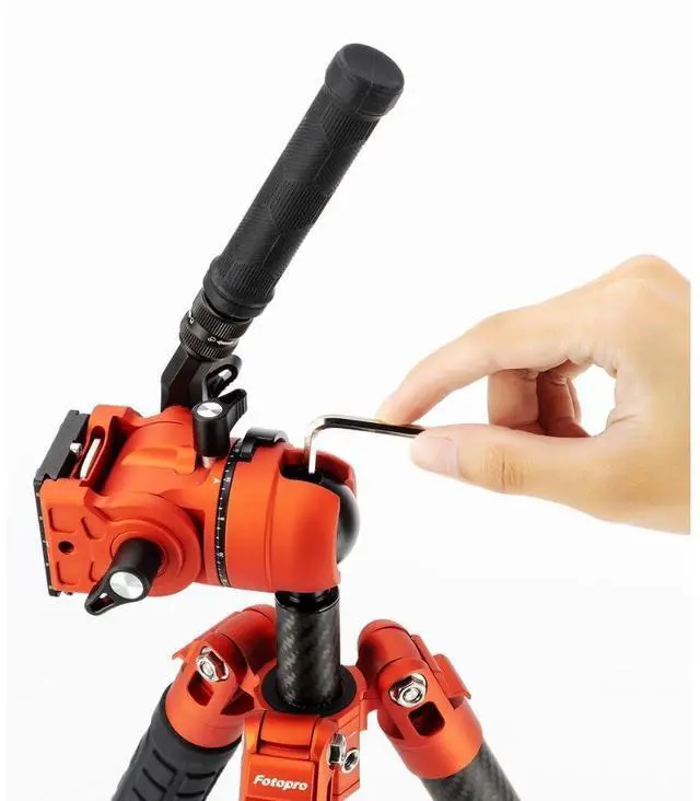Alt view image 3 of 7 - Fotopro X-Airfly Max Video Lightweight Design 2-In-1 Tripod with Flip Lock System, Hidden Phone Holder, and Monopod Function (Orange)