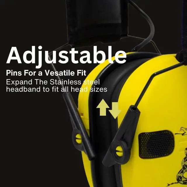 Alt view image 4 of 7 - Walker's Razor Electronic Earmuffs (Dont Tread On Me, Yellow, 2-Pack) Bundle with Walkie Talkie Attachment (2-Pack), Ear Pad (Black, 2-Pack), Glasses (Clear, 2-Pack), and Cloth (2-Pack) (10 Items)