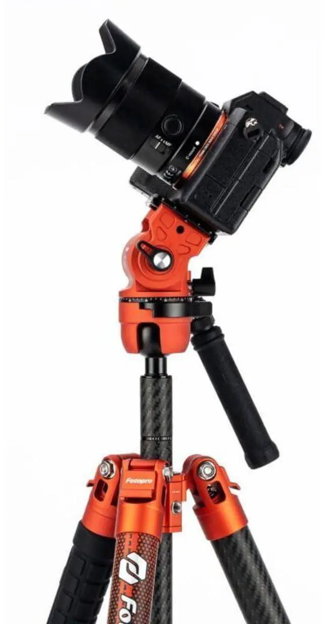 Alt view image 3 of 7 - Fotopro X-Airfly Video Tripod with Flip Lock System, Compact and Lightweight Design, and Two Section Center Column (Orange)