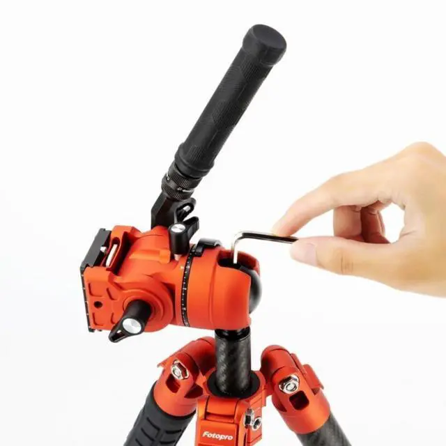 Alt view image 4 of 7 - Fotopro X-Airfly Video Tripod with Flip Lock System, Compact and Lightweight Design, and Two Section Center Column (Orange)