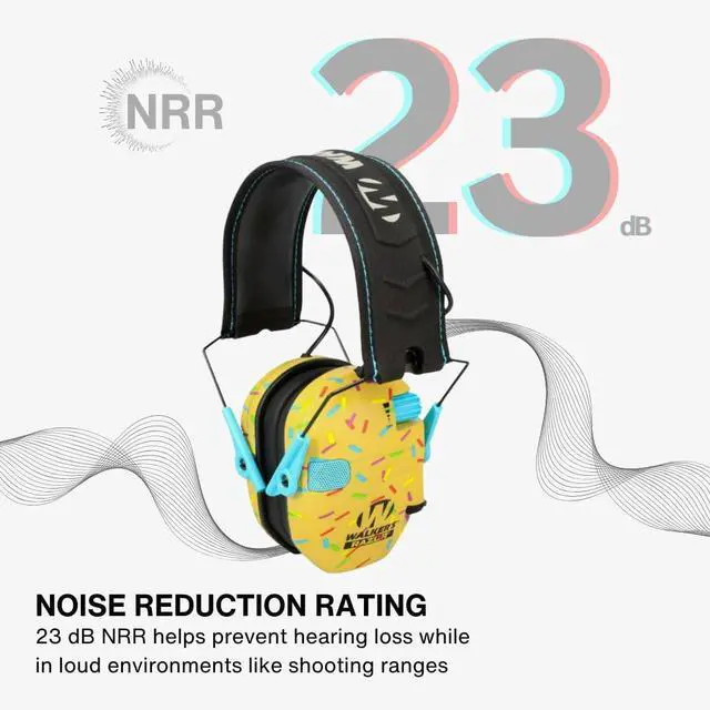 Alt view image 6 of 7 - Walkers Razor Slim Electronic Muff with Full-Range Speakers and Omnidirectional Mic (Gold Sprinkles) Bundle with Hearing Protection Case (Black) (2 Items)