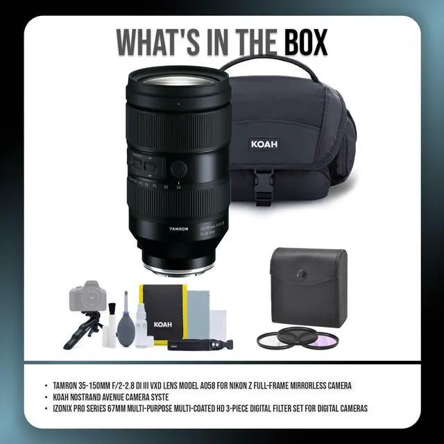 Alt view image 7 of 7 - Tamron A058 35-150mm F2-2.8 Di III VXD Lens for Nikon Z Full-Frame Mirrorless Camera Bundle with Camera System Gadget Bag and 3-Piece Digital Filter Set for Digital Cameras (3 Items)