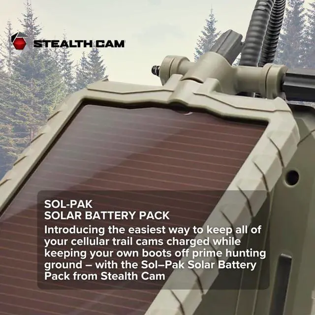 Alt view image 3 of 6 - Stealth Cam Adjustable Multi-Pivot Mounting Post (2-Pack) Bundle with Sol-Pak 5000mAh Lithium-Ion Solar Battery (2-Pack), Card Reader, and 32GB Memory Card (4-Pack) (9 Items)