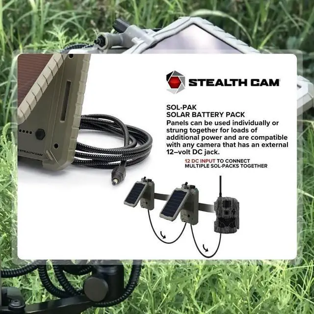 Alt view image 5 of 6 - Stealth Cam Adjustable Multi-Pivot Mounting Post (2-Pack) Bundle with Sol-Pak 5000mAh Lithium-Ion Solar Battery (2-Pack), Card Reader, and 32GB Memory Card (4-Pack) (9 Items)