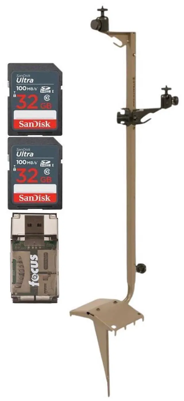 Main image of Stealth Cam Adjustable Multi-Pivot Mounting Post for Trail Camera and Battery Bundle with 32GB Ultra SDHC UHS-I Memory Card (2-Pack) and Hf-cr35b SD Card Reader USB 2.0 (3 Items)