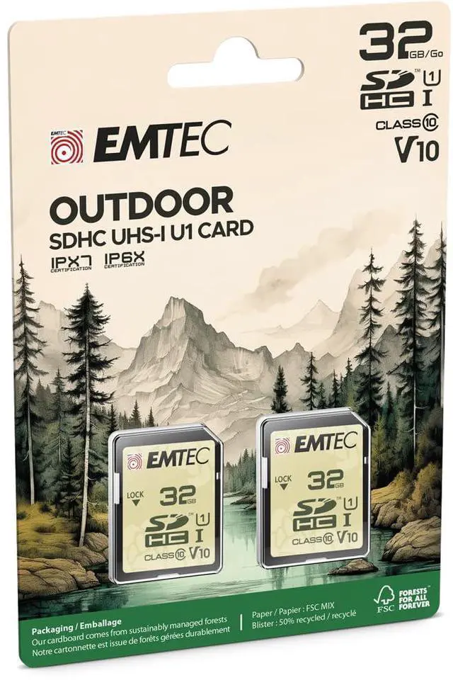 Alt view image 3 of 5 - Emtec SD 32GB UHS-I U3 V30 Rugged Outdoor Series Card Designed for Use with Trail and Hunting Cameras (2-Pack)