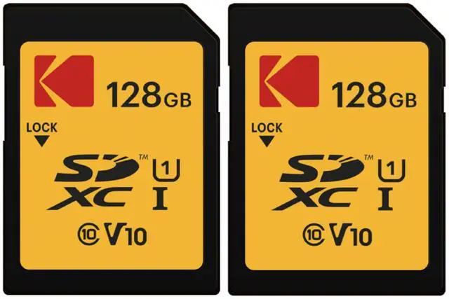 Alt view image 2 of 4 - Kodak 128GB SD Class 10 UHS-I U1 V10 Full HD Memory Card with Up to 25MB/s Speed (2-pack) Bundle