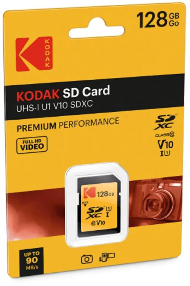 Alt view image 4 of 4 - Kodak 128GB SD Class 10 UHS-I U1 V10 Full HD Memory Card with Up to 25MB/s Speed (2-pack) Bundle