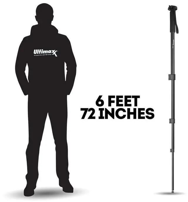 Alt view image 6 of 7 - Ultimaxx 72-Inch Monopod with Quick Release Mounting Plate, 4 Section Aluminum Alloy Legs, Rubber Leg Tip with Adjustable Spike, Fully Padded Foam Grip, Secure Wrist Strap and Carrying Case