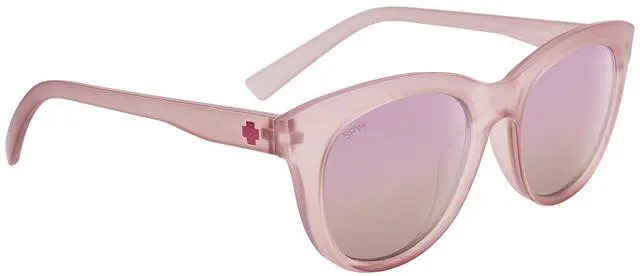 Alt view image 7 of 7 - SPY Optic Boundless Medium-Large Sunglasses for Women (Matte Translucent Rose Frame and Bronze with Rose Quartz Spectra Mirror Lens)