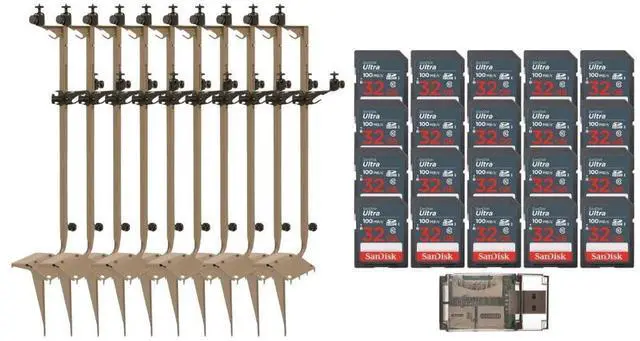 Main image of Stealth Cam Adjustable Multi-Pivot Mounting Post for Trail Camera and Battery (10-Pack) Bundle with 32GB Ultra SDHC UHS-I Memory Card (20-Pack) and Hf-cr35b SD Card Reader USB 2.0 (31 Items)