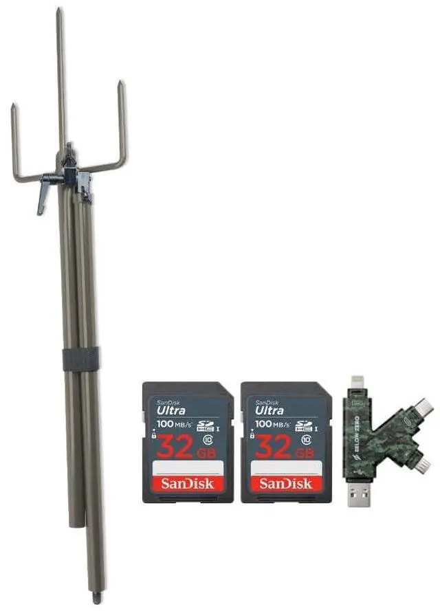 Main image of Stealth Cam Trail Camera Mount Stick Bundle with 32GB Ultra SDHC UHS-I Memory Card (2-Pack) and Hi-Speed SD USB 2.0 Card Reader (4 Items)