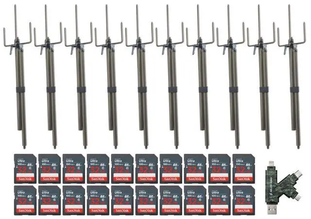Main image of Stealth Cam Trail Camera Mount Stick (10-Pack) Bundle with 32GB Ultra SDHC UHS-I Memory Card (20-Pack) and Hi-Speed SD USB 2.0 Card Reader (31 Items)