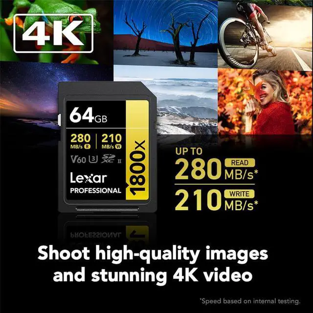 Alt view image 13 of 15 - Lexar 64GB Professional 1800x UHS-II SDXC Memory Card (GOLD Series)