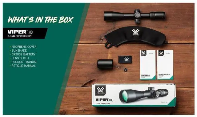 Alt view image 4 of 7 - Vortex Viper HD 3-15x44 Dead-Hold Riflescope (BDC MOA Reticle) with 30mm Main Tube
