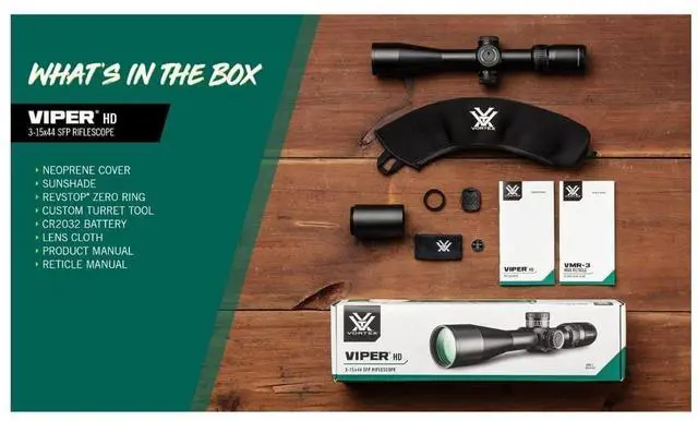 Alt view image 4 of 7 - Vortex Viper HD 3-15x44 Riflescope (VMR-3 MOA Reticle) with 30mm Main Tube