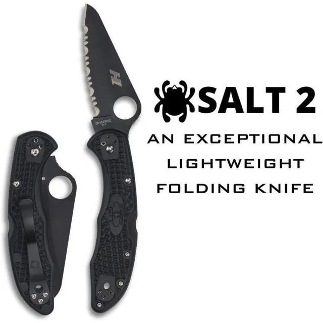 Alt view image 7 of 7 - Spyderco Salt 2 Lightweight Knife with 3-Inch H-1 Ultra-Corrosion Resistant Steel Blade and Black FRN Handle (Black)