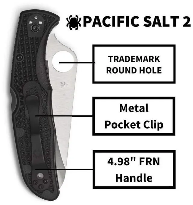 Alt view image 5 of 7 - Spyderco Pacific Salt 2, 8.72-Inch Lightweight Folding Knife with Fiberglass Reinforced Black Nylon Handle, Rust-Resistant H-1 Steel Blade and Back Lock
