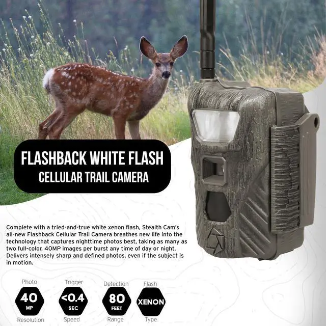 Alt view image 3 of 3 - Stealth Cam Flashback 40MP White Flash Cellular Trail Camera with 32GB Memory Cards and Card Reader (3 Items)