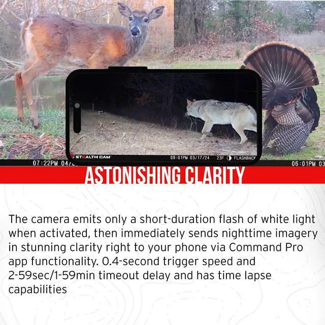 Alt view image 3 of 7 - Stealth Cam Flashback 40MP White Flash Cellular Trail Camera 2-Pack with Two 32GB Memory Cards and Card Reader (5 Items)