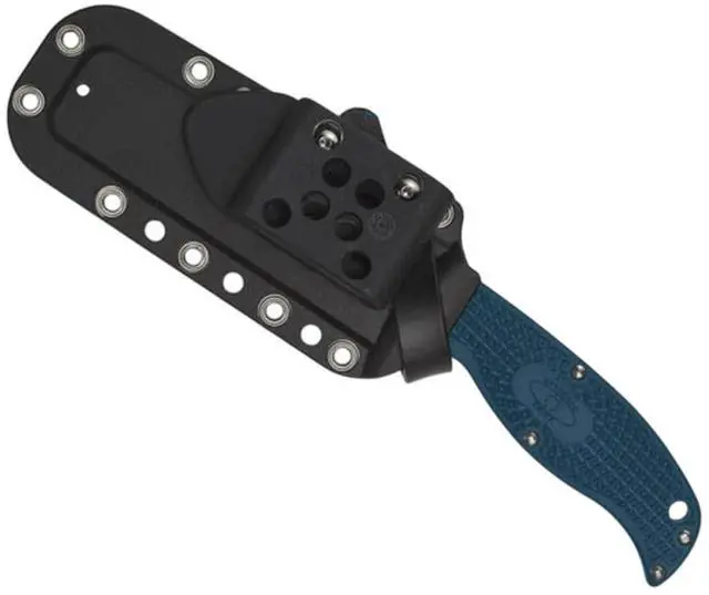 Alt view image 2 of 4 - Spyderco Enuff 2 Blue K390 Leaf Reveal 12 Full-Flat Grind Knife with 3.95-Inch K390 Steel Fixed Blade and FRN Handle