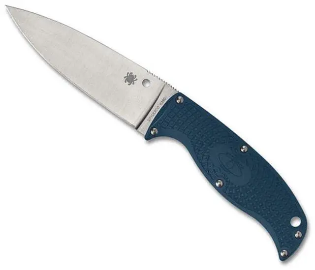 Alt view image 3 of 4 - Spyderco Enuff 2 Blue K390 Leaf Reveal 12 Full-Flat Grind Knife with 3.95-Inch K390 Steel Fixed Blade and FRN Handle