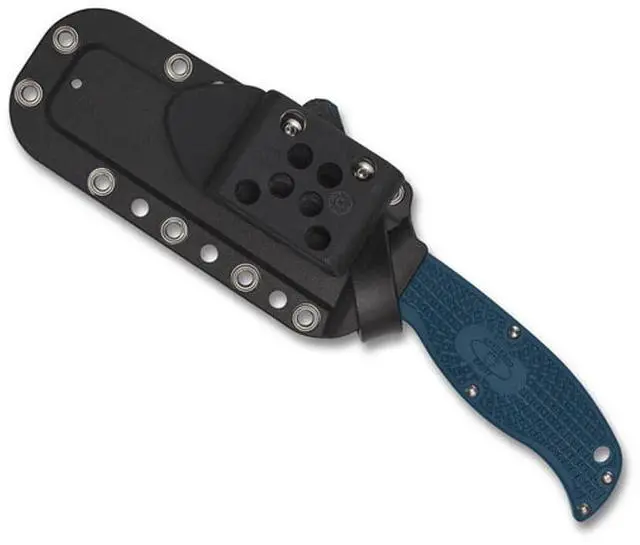 Alt view image 4 of 4 - Spyderco Enuff 2 Blue K390 Leaf Reveal 12 Full-Flat Grind Knife with 3.95-Inch K390 Steel Fixed Blade and FRN Handle