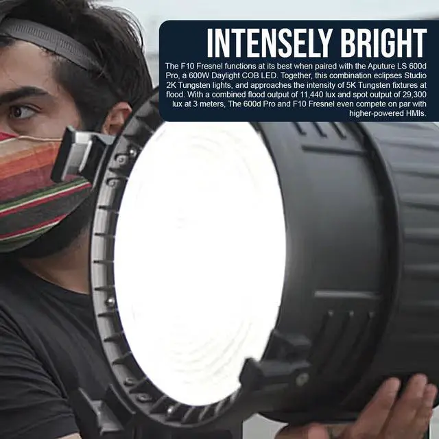Alt view image 4 of 7 - Aputure F10 Fresnel Bundle with Aputure F10 Barndoors for LS 600d Fresnel Attachment (2 Items)