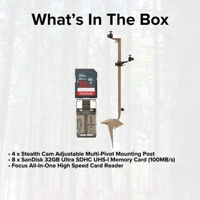 Alt view image 7 of 7 - Stealth Cam Adjustable Multi-Pivot Mounting Post for Trail Camera and Battery (4-Pack) Bundle with 32GB Ultra SDHC UHS-I Memory Card (8-Pack) and Hf-cr35b SD Card Reader USB 2.0 (13 Items)