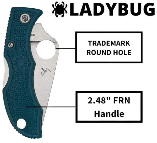 Alt view image 3 of 7 - Spyderco Ladybug 3 Lightweight PlainEdge Folding Knife with 1.97-Inch K390 Stainless Steel Blade and FRN Handle (Blue)