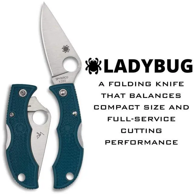 Alt view image 7 of 7 - Spyderco Ladybug 3 Lightweight PlainEdge Folding Knife with 1.97-Inch K390 Stainless Steel Blade and FRN Handle (Blue)