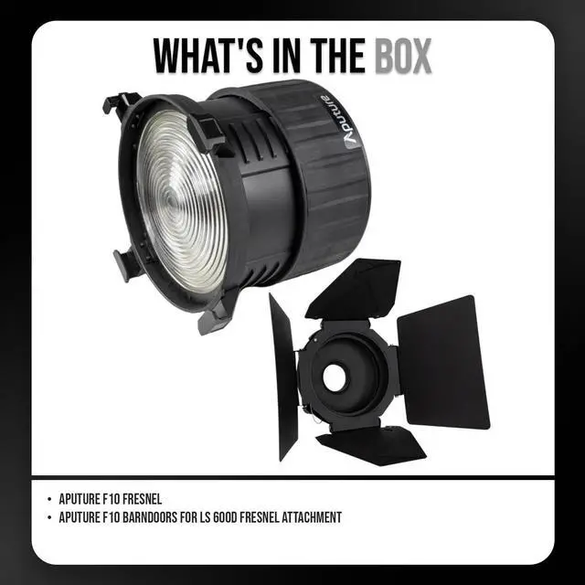 Alt view image 7 of 7 - Aputure F10 Fresnel Bundle with Aputure F10 Barndoors for LS 600d Fresnel Attachment (2 Items)