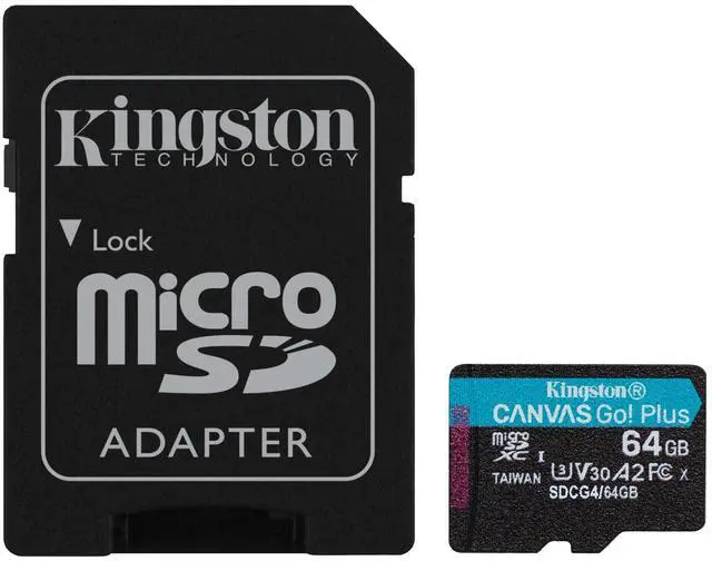 Alt view image 6 of 10 - Kingston 64GB microSDXC Canvas Go Plus Gen4 200MB/s A2 U3 V30 Card + Adapter