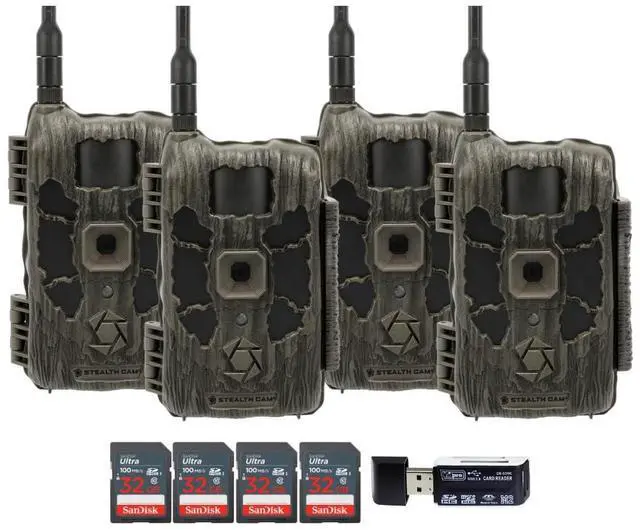 Main image of Stealth Cam 40MP Deceptor Max Cellular Trail Camera with 0.4-Second Trigger Speed (2-Pack) x 2 Bundle with 32GB Memory Card (4-Pack) and 4-in-1 Card Reader (7 Items)