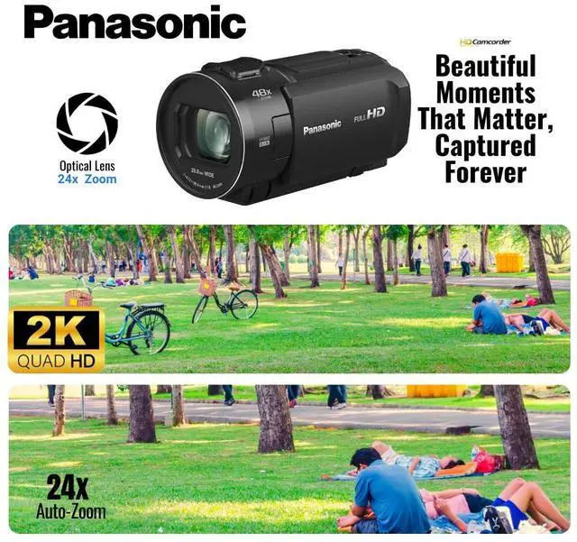 Alt view image 2 of 6 - Panasonic V900 Full HD Camcorder 24x Optical Zoom (Black) Bundle with Nostrand Avenue Camera System Gadget Bag and 128GB SDXC Canvas Go Plus 170MBPS Read Memory Card (3 Items)