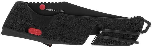 Alt view image 6 of 6 - SOG Trident AT Professional Partially Serrated Folding Knife with Ambidextrous AT-XR Lock, 3.75-Inch Cryo D2 Blade, and High-Grip Handle (Black and Red)