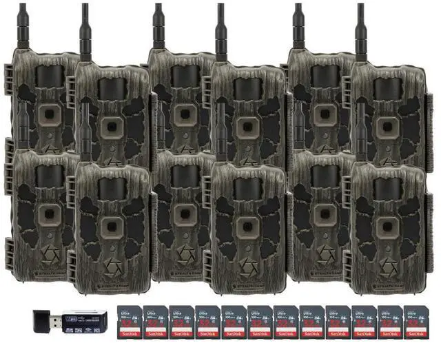 Main image of Stealth Cam 40MP Deceptor Max Cellular Trail Camera with 0.4-Second Trigger Speed (2-Pack) x 6 Bundle with 32GB Memory Card (12-Pack) and 4-in-1 Card Reader (19 Items)