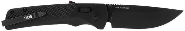 Alt view image 2 of 7 - SOG Flash at Blackout 3.45-Inch D2 Stainless Steel Blade Length GRN Handle Compact Folding Knife with Pocket Clip and AT-XR Locking Mechanism (Black)