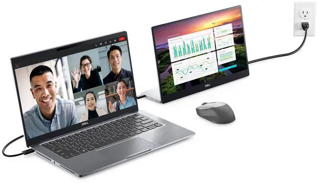 Alt view image 2 of 5 - Dell 14-Inch FHD LED Portable Monitor with Dual-Screen Productivity, In-Plane Switching, USB-C Connectivity, Low Blue Light, and Display Manager Software