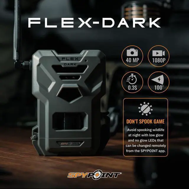 Alt view image 6 of 7 - SPYPOINT FLEX-DARK GPS-Enabled Cellular Trail Camera with Dual-SIM Connectivity, 40MP Photos, 1080p Videos with Sound, and 4 LEDs (Gray)