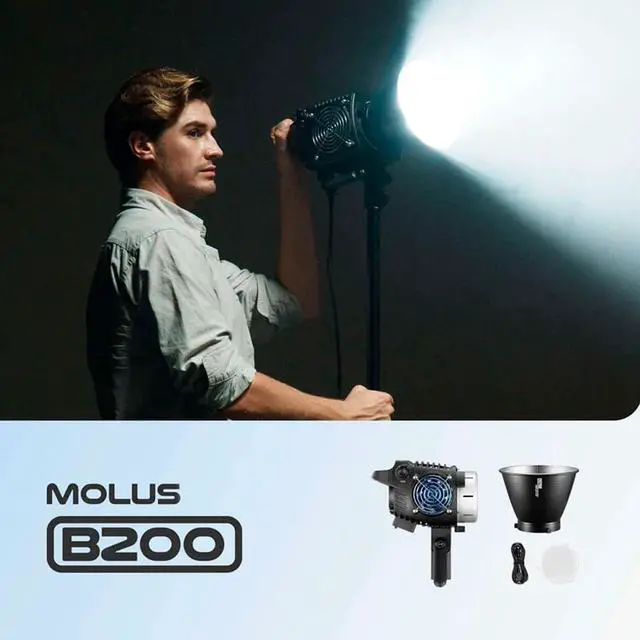 Alt view image 2 of 7 - Zhiyun Molus B200 Bi-Color LED Monolight Bundle with Zhiyun 3-Feet 90D Parabolic Softbox and Air-Cushion Stand for SOL Ring Light Kit (3 Items)